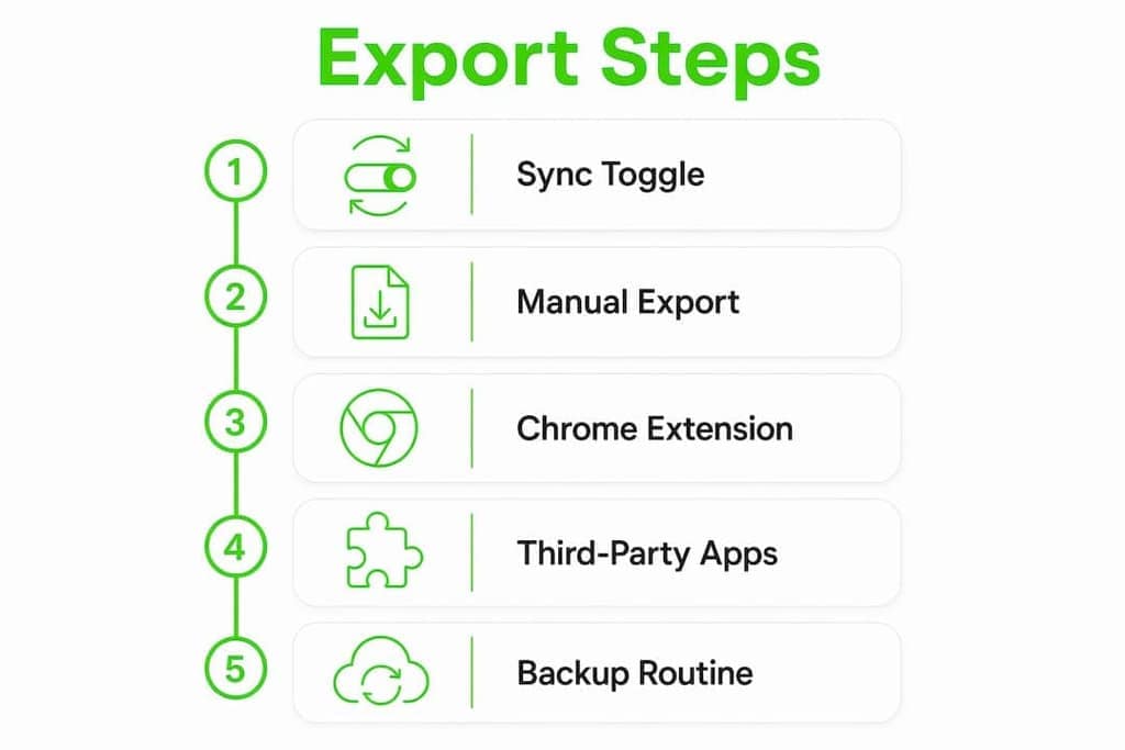Infographic illustrating WhatsApp export process steps