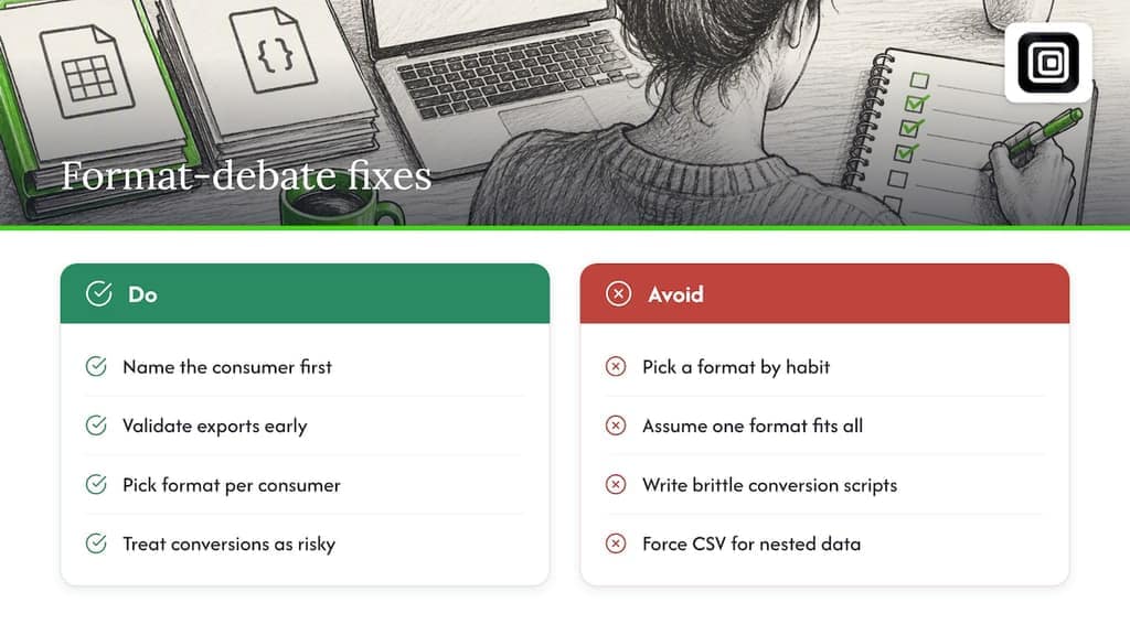 What the format debate gets wrong — overview diagram