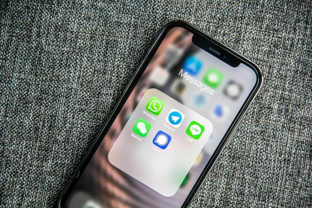 Two messaging apps on adjacent screens