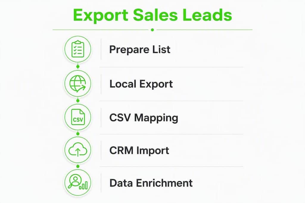 Infographic showing sales leads export process steps