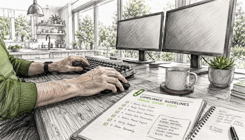 Man using computer for privacy-focused data export