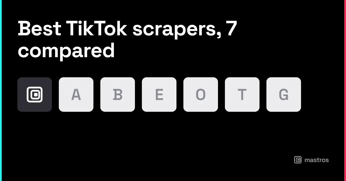 Comparison graphic, five tools, for tiktok scraper