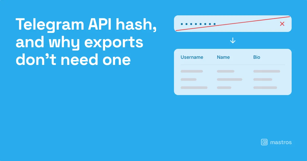 Telegram API hash, and why exports don't need one